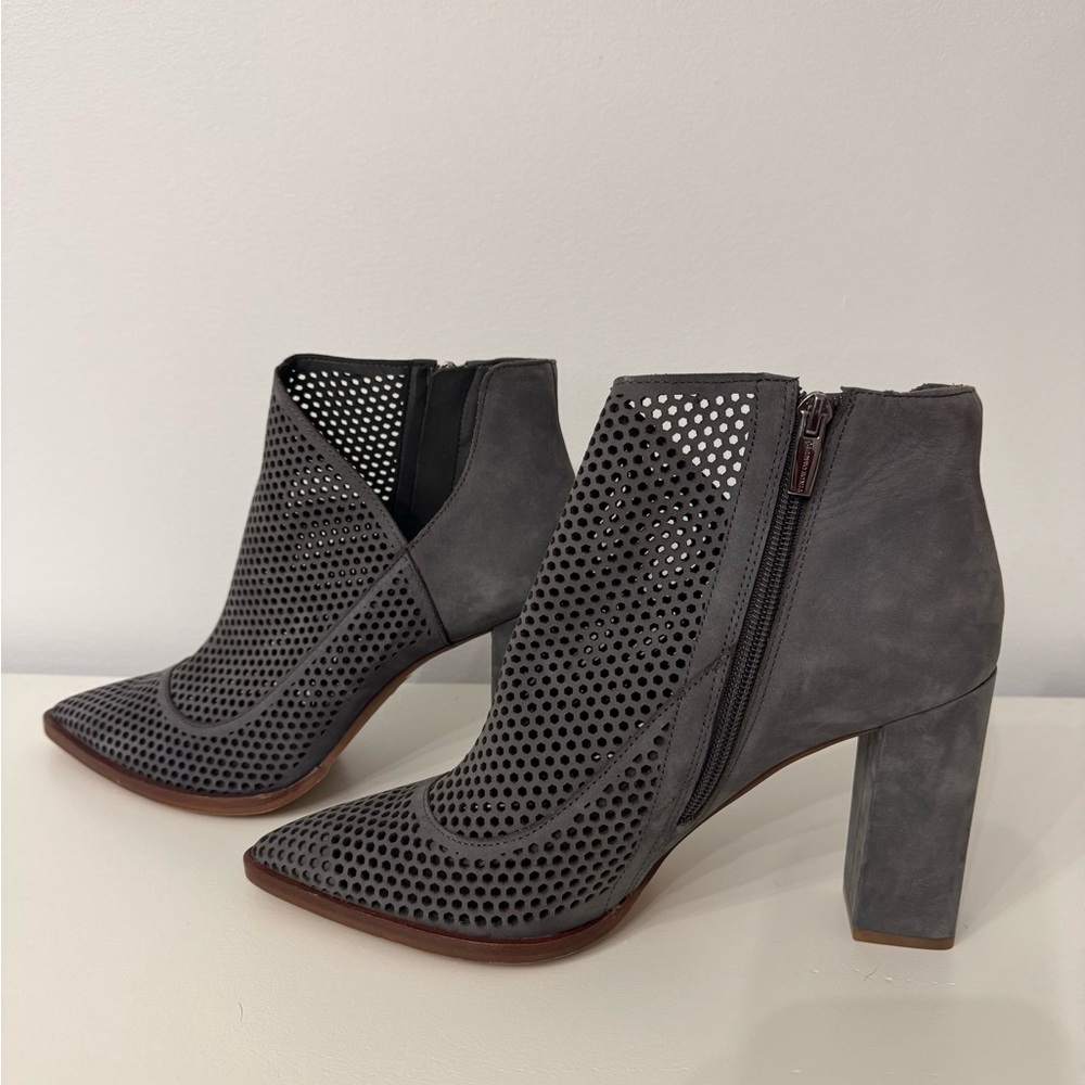 Perforated Gray Ankle Boots